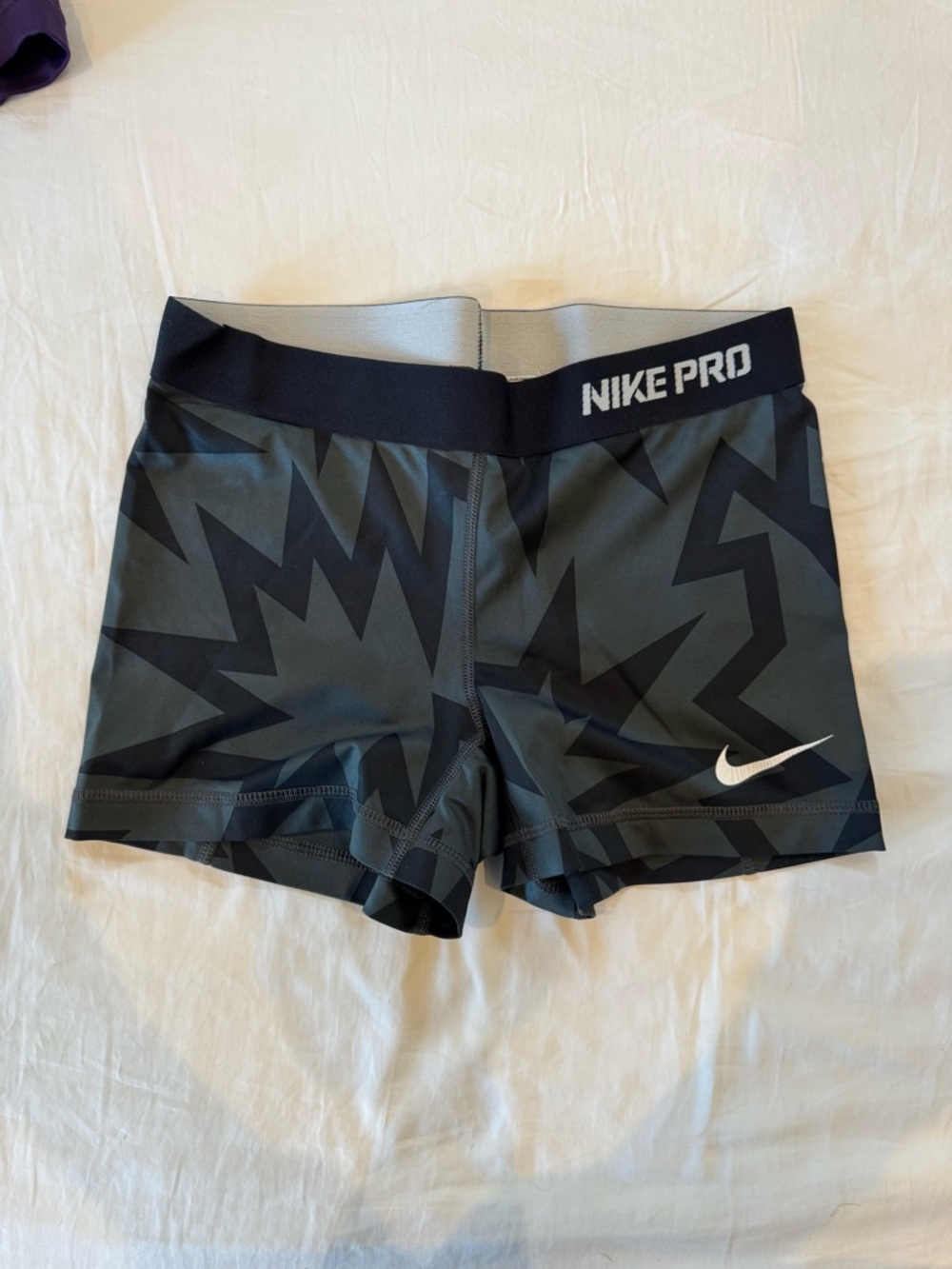 Nike Pro Gray and Black Printed Compression Shorts